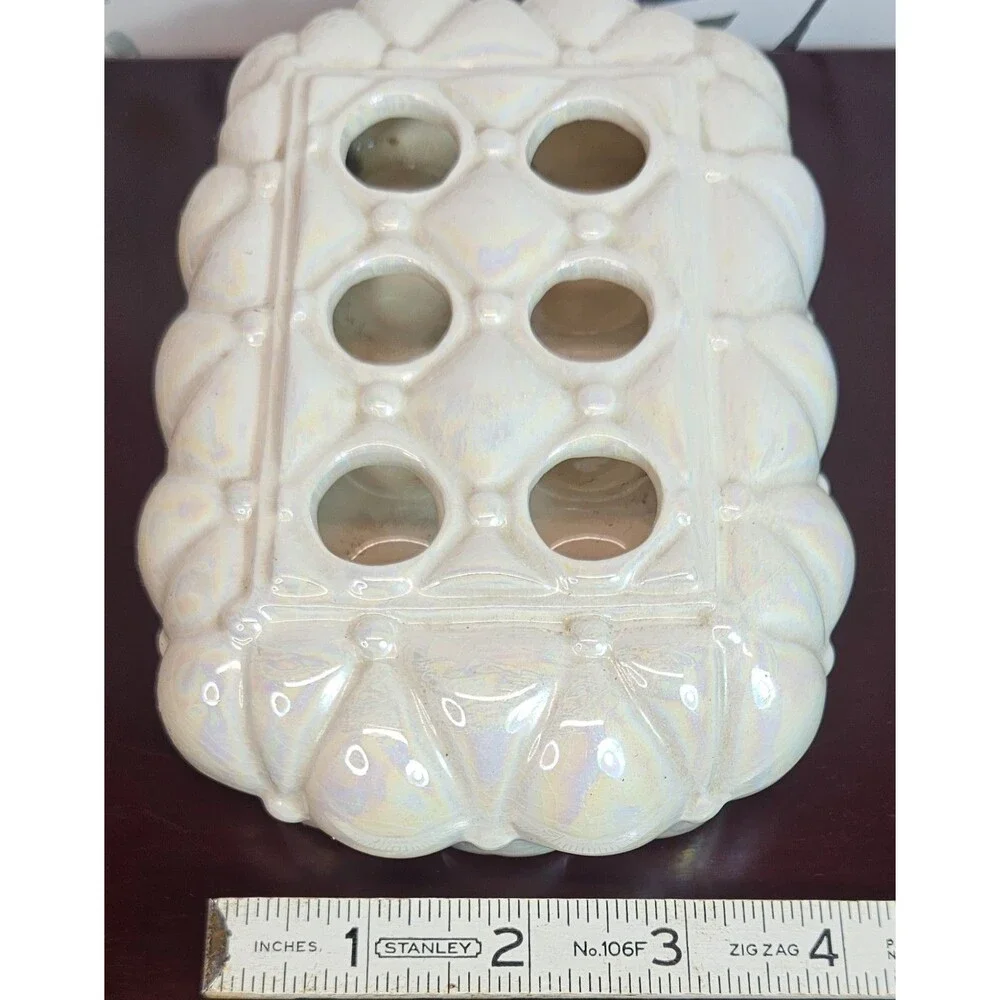 Vintage Opalescent Ceramic 6 Compartment Lipstick Holder